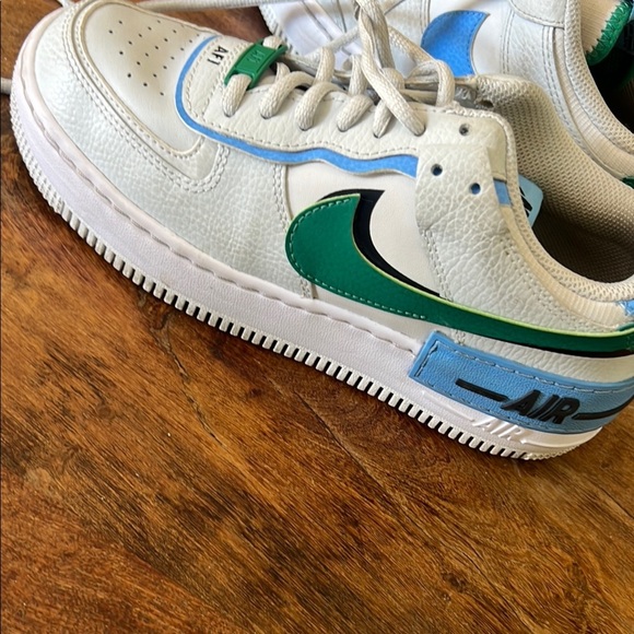 Nike Air Force 1 Sneakers - White, Green, Blue - Picture 4 of 9